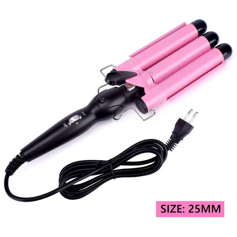 KIMLUD, Professional Hair Curling Iron Ceramic Triple Barrel Hair Curler Irons Hair Wave Waver Styling Tools Hair Styler Wand, 25mm / EU, KIMLUD APPAREL - Womens Clothes