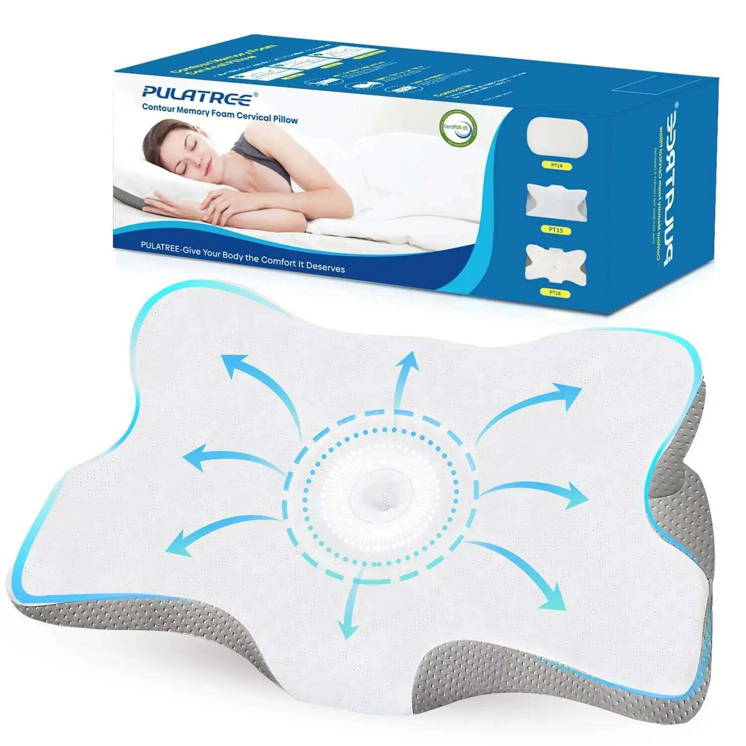 Pulatree New Odorless Orthopedic Pillow For Neck And Shoulder Pain Memory Foam Neck Pillow Ergonomic Sleeping Cervical Pillow - KIMLUD