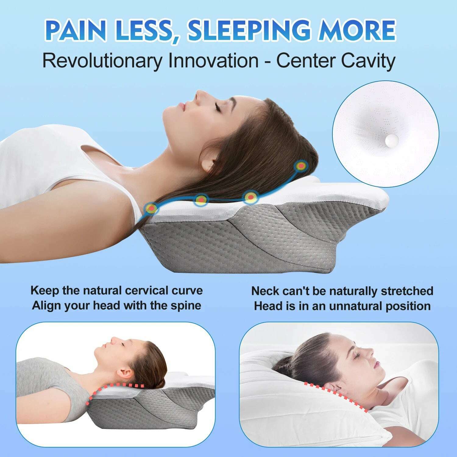 KIMLUD, Pulatree New Odorless Orthopedic Pillow For Neck And Shoulder Pain Memory Foam Neck Pillow Ergonomic Sleeping Cervical Pillow, KIMLUD Womens Clothes