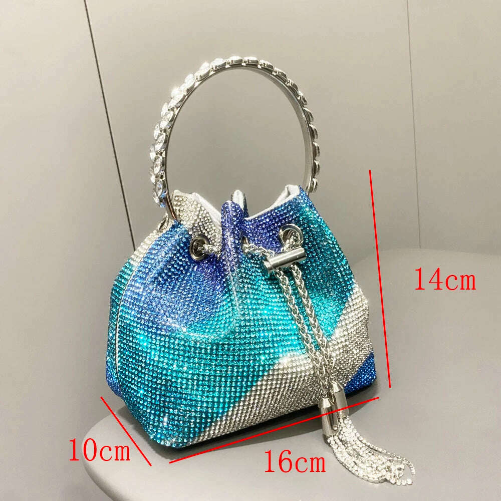 KIMLUD, purses and handbags bags for women luxury Designer bucket clutch purse evening banquet bag Crystal rhinestone shoulder bags, KIMLUD Womens Clothes