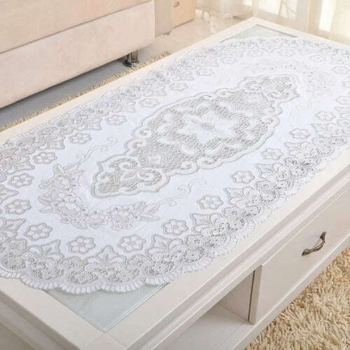 KIMLUD, PVC Nappe Table Cloth Plastic Oilproof Dining Tablecloth Bronzing Printed Table Cover Table Mat Overlay Placemat Nappe No-clean, Fillet  silver / 4pcs38x38cmPlacemat, KIMLUD APPAREL - Womens Clothes