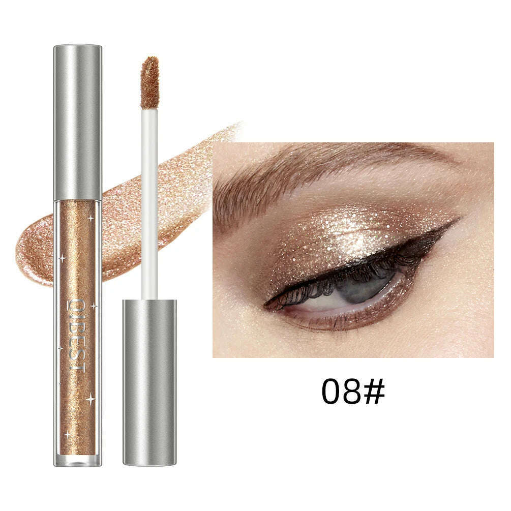 QIBEST Liquid Eyeshadow Sticker Cosmetics Shadows Pencil Eyeliner Quick-drying Glitter Shimmer Eyeshadow Pen Outline Eye Makeup - KIMLUD