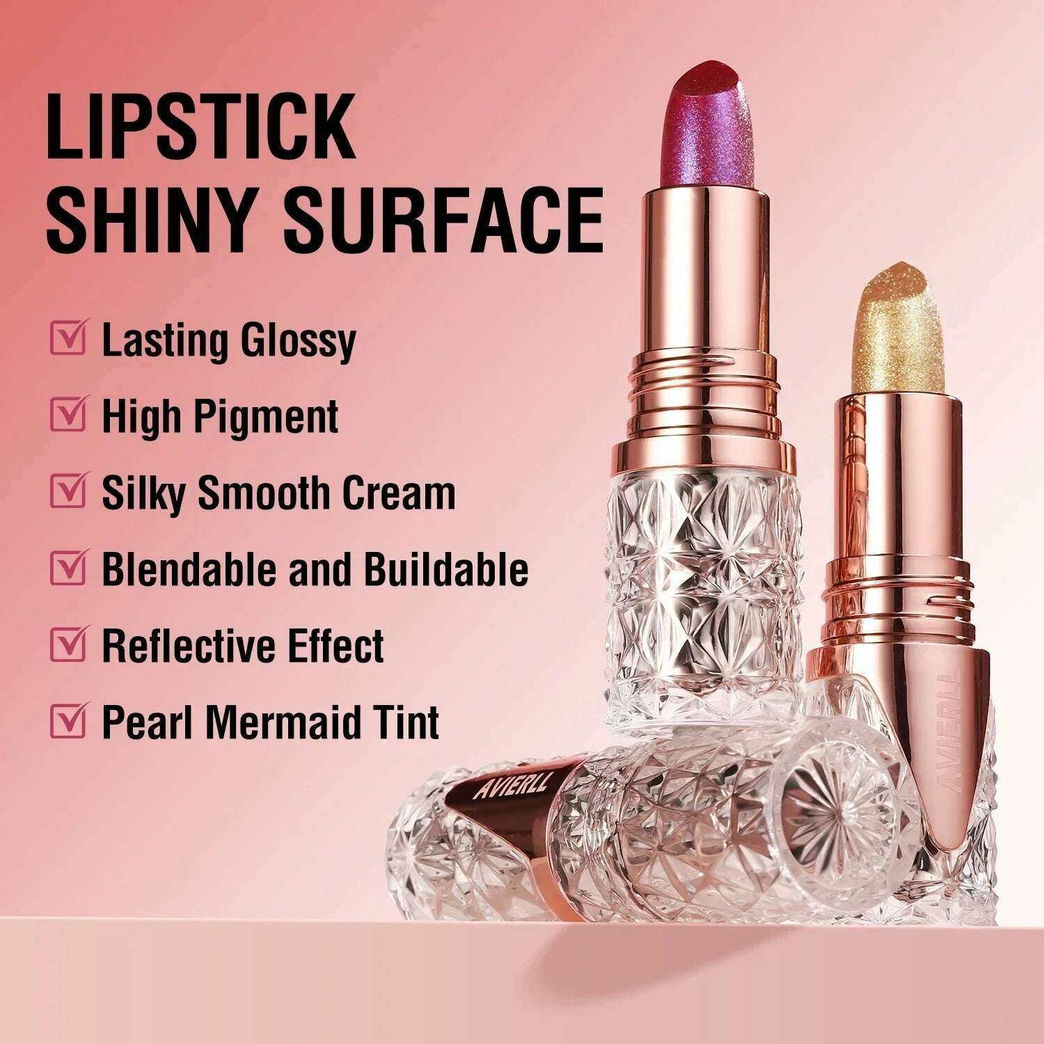 KIMLUD, Quicksand Gold Lipstick Fine Glitter lipstick, Moisturizing Silky Mermaid Girl Pink, Long-Lasting Waterproof Grapefruit Orange, KIMLUD Womens Clothes