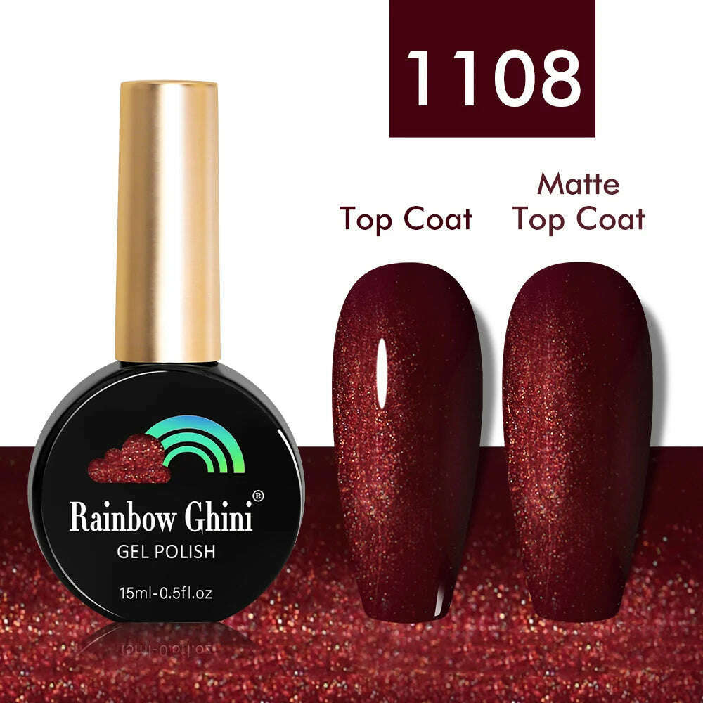 KIMLUD, Rainbow Ghini 15ml Glitter Dark Red Gel Nail Polish Semi-Permanent Varnish UV Pale Red Nail Gel Art Supplies for Professionals, 1108, KIMLUD APPAREL - Womens Clothes