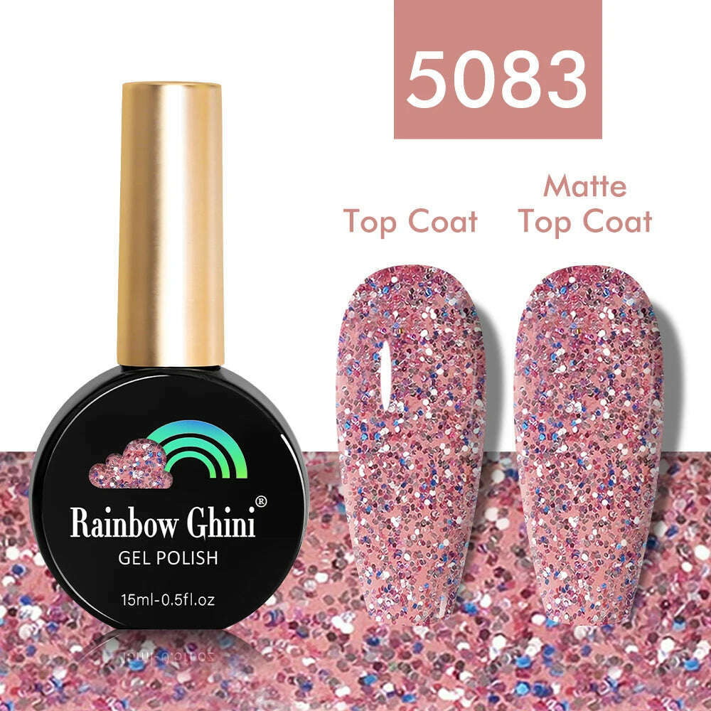 KIMLUD, Rainbow Ghini 15ml Glitter Dark Red Gel Nail Polish Semi-Permanent Varnish UV Pale Red Nail Gel Art Supplies for Professionals, 5083, KIMLUD APPAREL - Womens Clothes