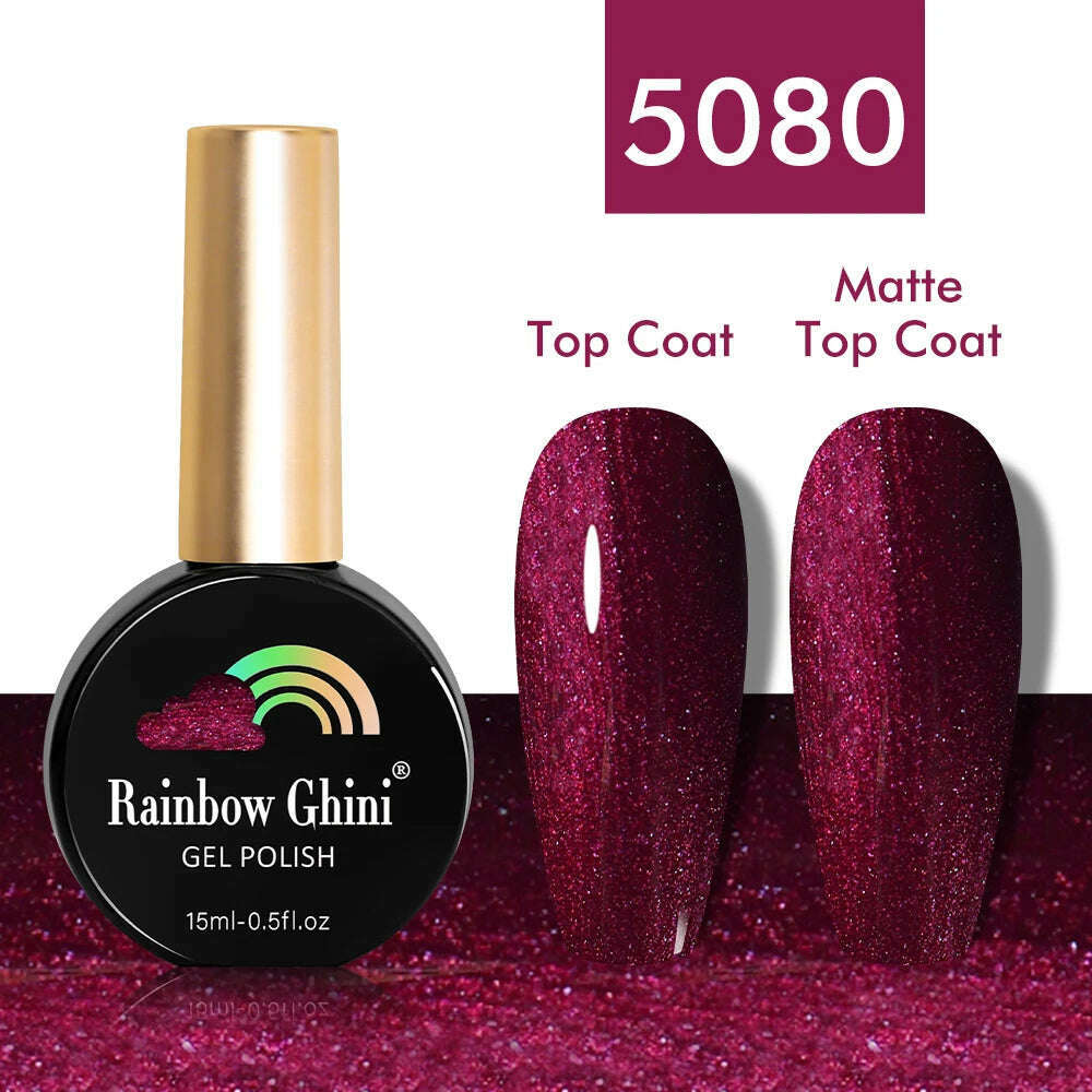 KIMLUD, Rainbow Ghini 15ml Glitter Dark Red Gel Nail Polish Semi-Permanent Varnish UV Pale Red Nail Gel Art Supplies for Professionals, 5080, KIMLUD APPAREL - Womens Clothes