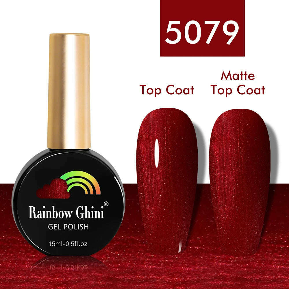 KIMLUD, Rainbow Ghini 15ml Glitter Dark Red Gel Nail Polish Semi-Permanent Varnish UV Pale Red Nail Gel Art Supplies for Professionals, 5079, KIMLUD APPAREL - Womens Clothes