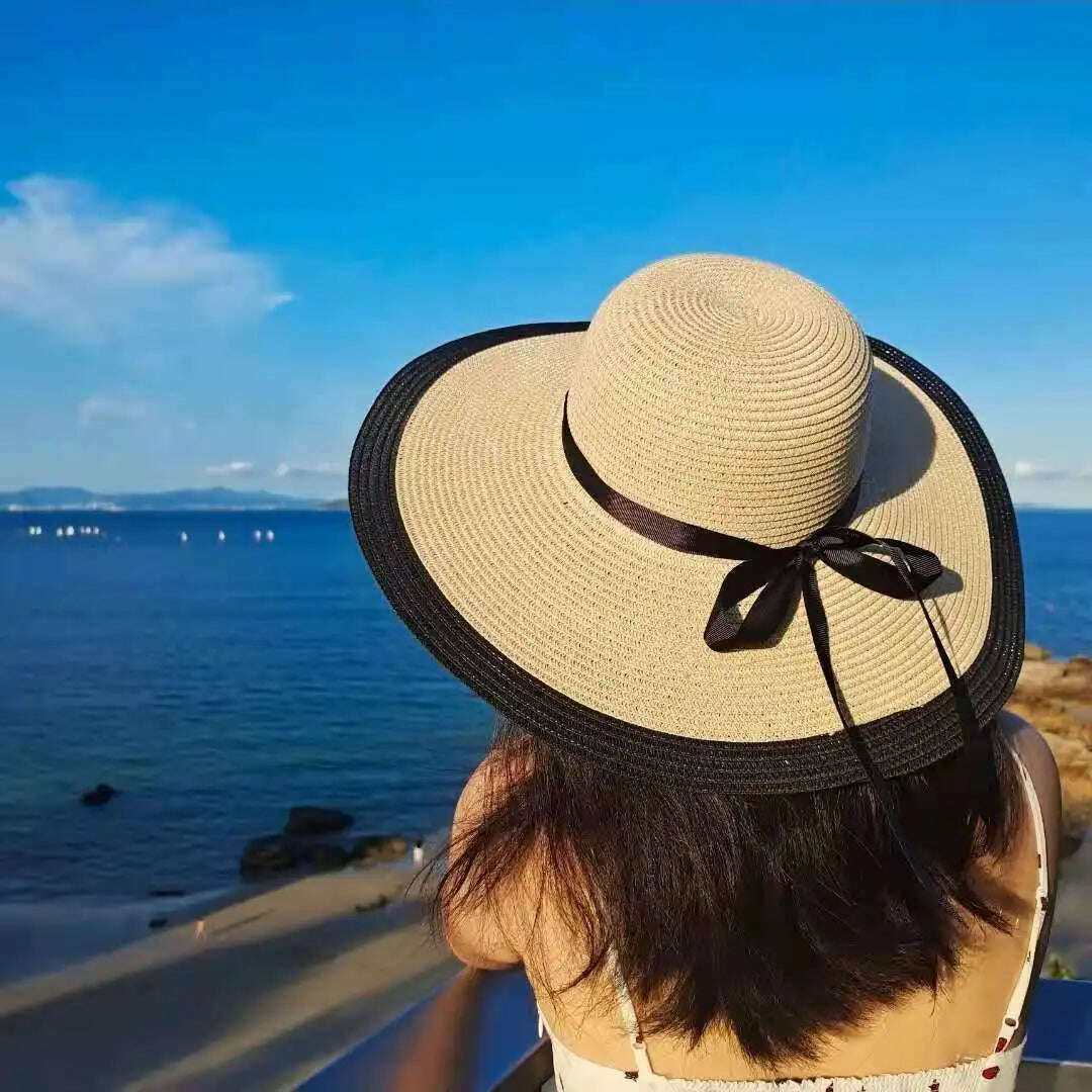 Rainbow Hat Women's Colorful Big Eave Straw Hat Summer Sunscreen Sunshade Hat Tourism Sun Hat Beach Hat Wholesale - KIMLUD