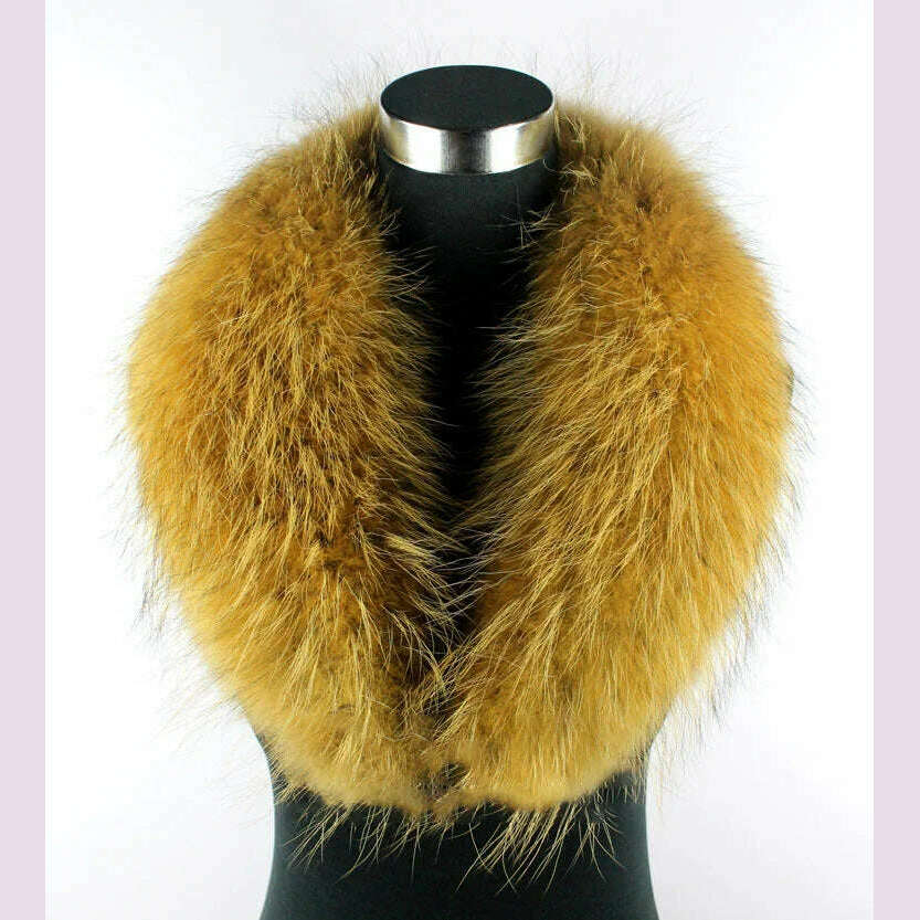 KIMLUD, Real Raccoon Fur Collar Women Natural Fur Scarf  Winter Large Size Warm Wraps  Furry Fur Scarves for Coat Jackets Collars, KIMLUD Womens Clothes