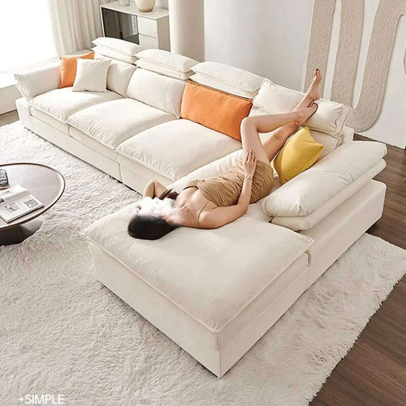 KIMLUD, Relaxing White Sofa Nordic Lazy Elegant Soft Minimalist Puff Sofa Bedrooms Reclining Divani Da Soggiorno Living Room Furniture, KIMLUD Womens Clothes