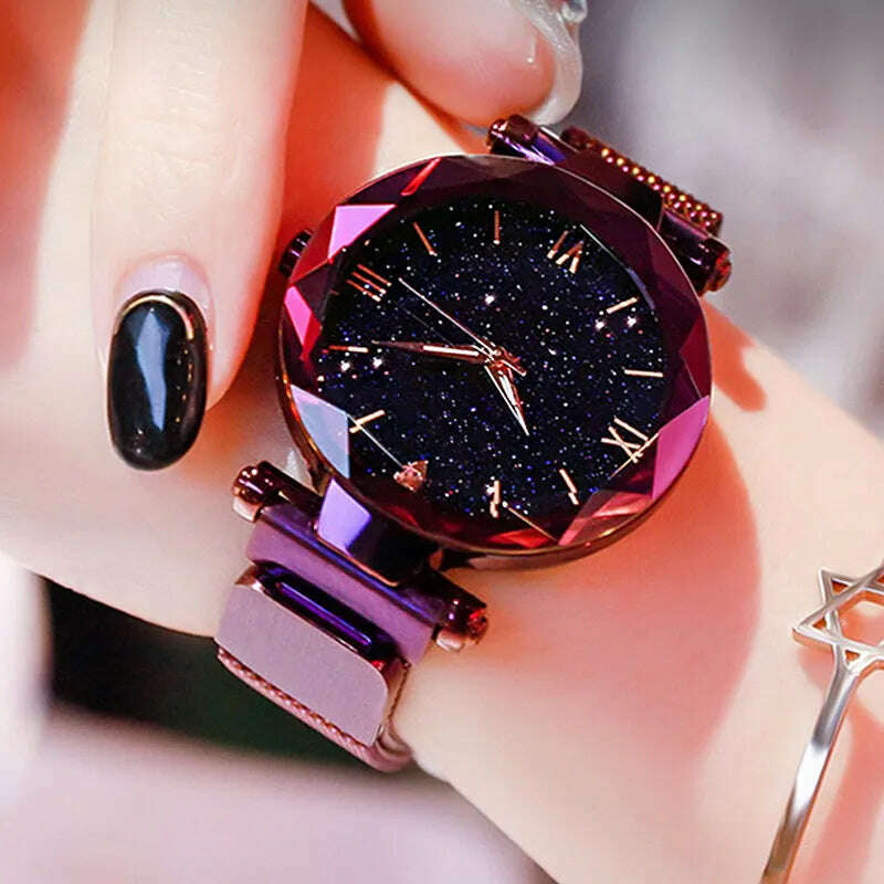 KIMLUD, Reloj Mujer Luxury Starry Sky Women Watches Magnetic Mesh Belt Band Watch Women's Fashion Dress Wristwatch Zegarek Damski, KIMLUD Womens Clothes