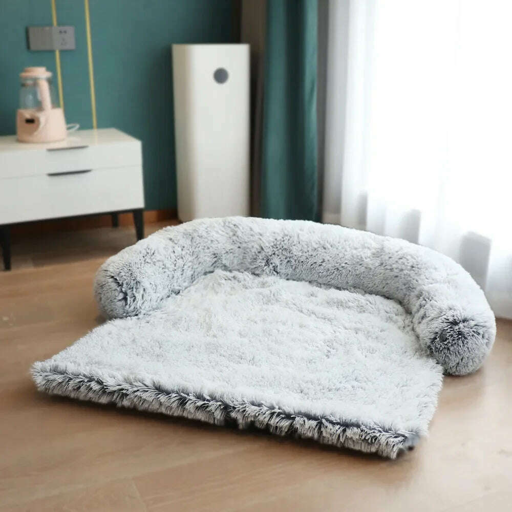 KIMLUD, Removable Plush Pet Dog Bed Sofa for Large Dogs House Mat Kennel Winter Warm Cat Bed Pad Washable Dog Cushion Blanket Sofa Cover, Gray / 115x95x20cm / CHINA, KIMLUD APPAREL - Womens Clothes