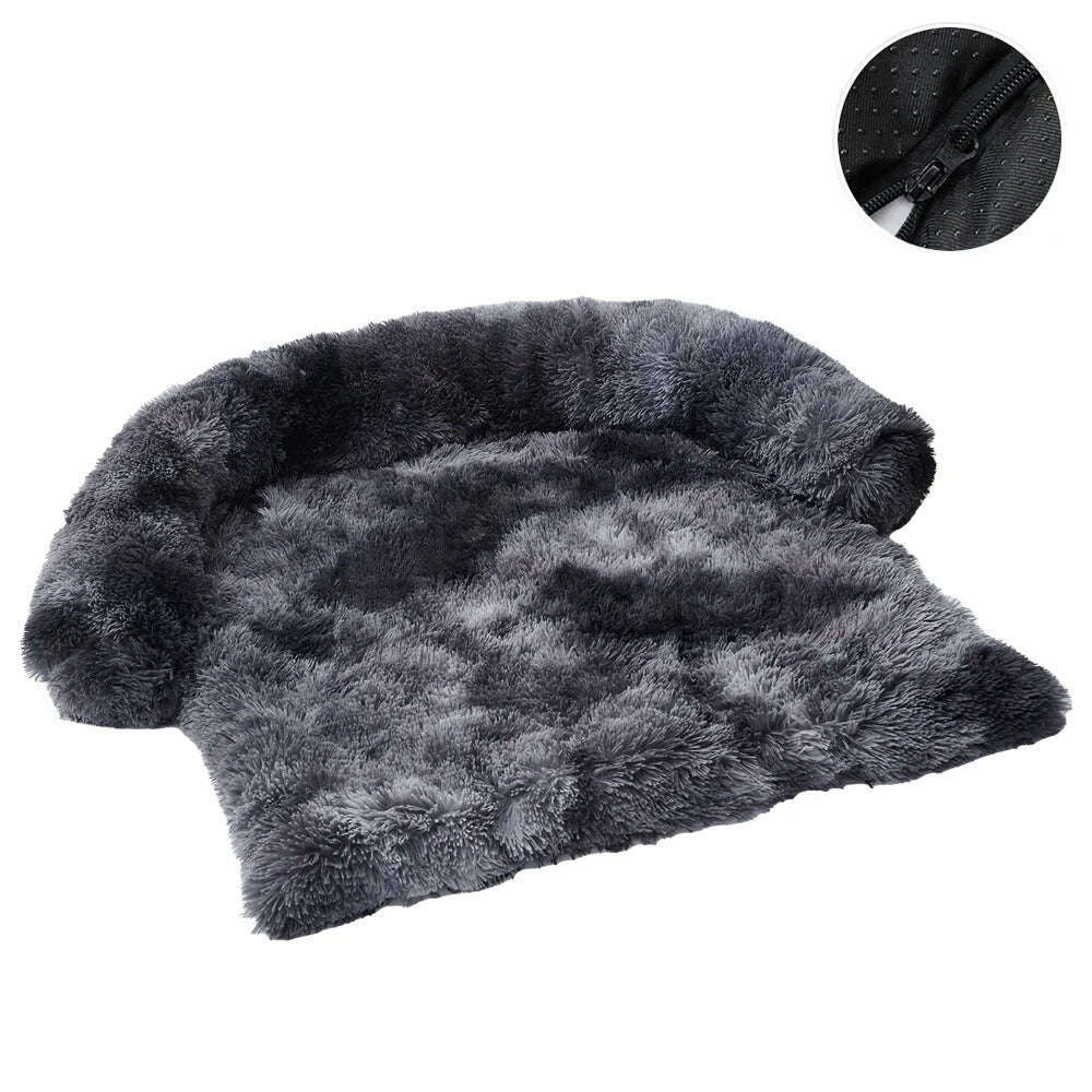 KIMLUD, Removable Plush Pet Dog Bed Sofa for Large Dogs House Mat Kennel Winter Warm Cat Bed Pad Washable Dog Cushion Blanket Sofa Cover, Tie Dye Darkgray-Zip / 115x95x20cm / CHINA, KIMLUD APPAREL - Womens Clothes