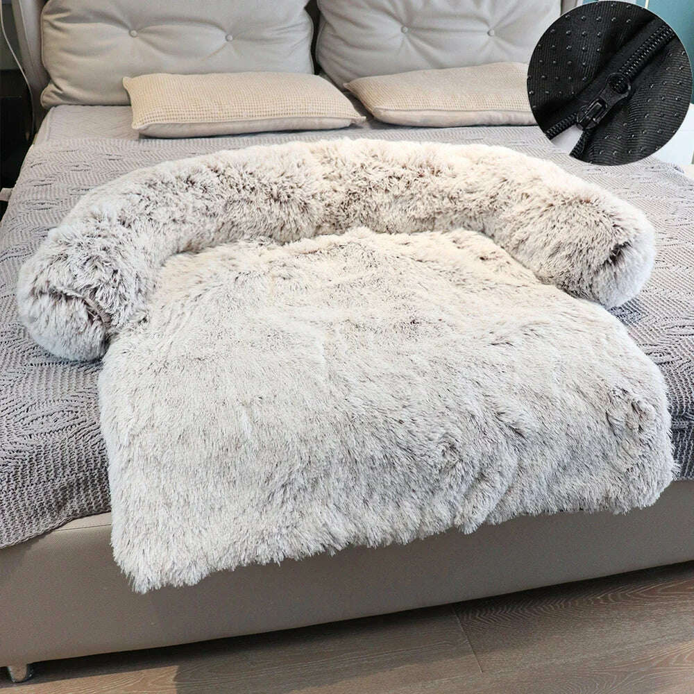 KIMLUD, Removable Plush Pet Dog Bed Sofa for Large Dogs House Mat Kennel Winter Warm Cat Bed Pad Washable Dog Cushion Blanket Sofa Cover, White coffe-Washable / 105x95x20cm / CHINA, KIMLUD APPAREL - Womens Clothes