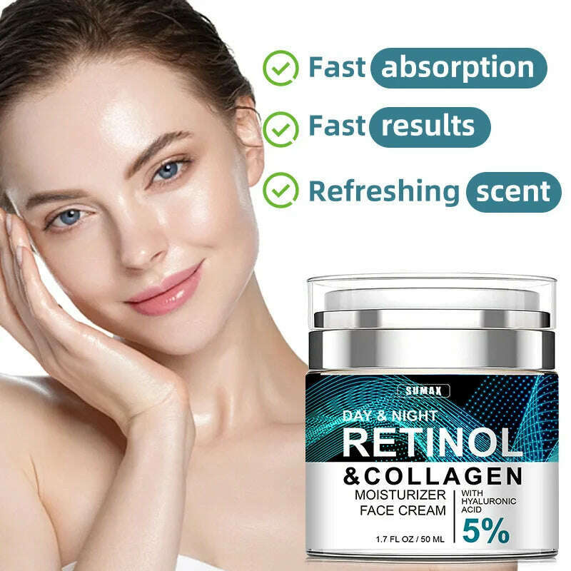 Retinol Anti Aging Face Cream Moisturizing Wrinkle Remover Collagen Hyaluronic Acid Creams Skin Care 50ML - KIMLUD