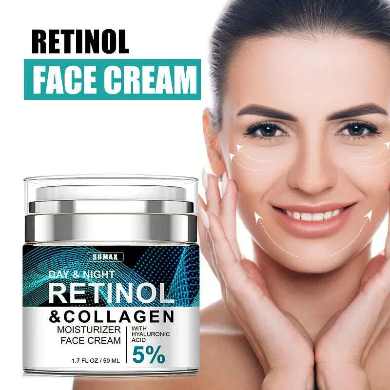 Retinol Anti Aging Face Cream Moisturizing Wrinkle Remover Collagen Hyaluronic Acid Creams Skin Care 50ML - KIMLUD