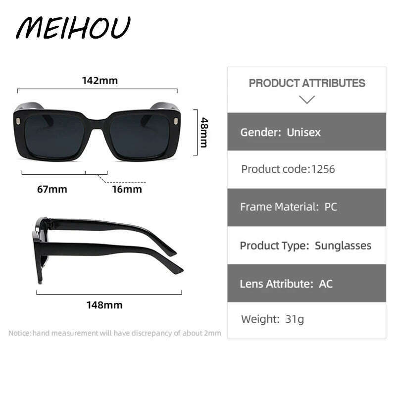 Retro Classic Yellow Square Sunglasses Women Retro Rivet Popular ins Shades Sun Glasses Vintage Eyewear UV400 - KIMLUD