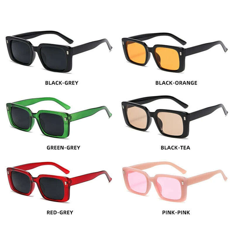 Retro Classic Yellow Square Sunglasses Women Retro Rivet Popular ins Shades Sun Glasses Vintage Eyewear UV400 - KIMLUD