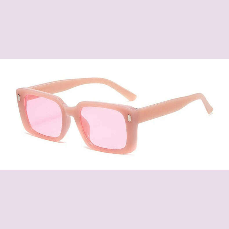 KIMLUD, Retro Classic Yellow Square Sunglasses Women Retro Rivet Popular ins Shades Sun Glasses Vintage Eyewear UV400, Pink Pink / other, KIMLUD APPAREL - Womens Clothes