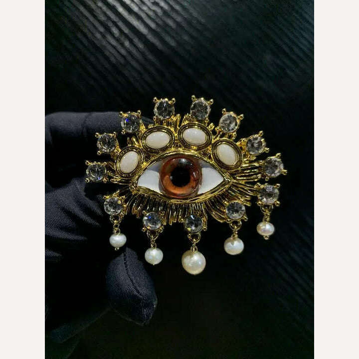 Retro Eye Earrings Ring Brooches Women's French Vintage Jewelry Sets - KIMLUD