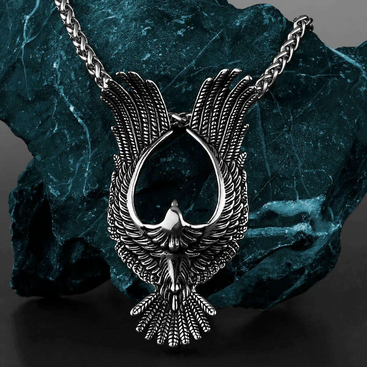 KIMLUD, Retro High Quality Eagle Spread Wings Pendant Unisex Fashion Animal 316L Stainless Steel Pendant Jewelry Gift Wholesale, KIMLUD Womens Clothes