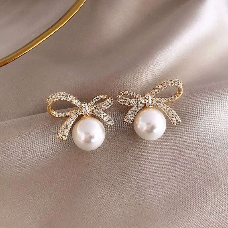 KIMLUD, Retro imitation Baroque Pearl Pendant Earrings for women 2023 New Light luxury Party Jewelry earbuckle Gift, B4022-1, KIMLUD APPAREL - Womens Clothes