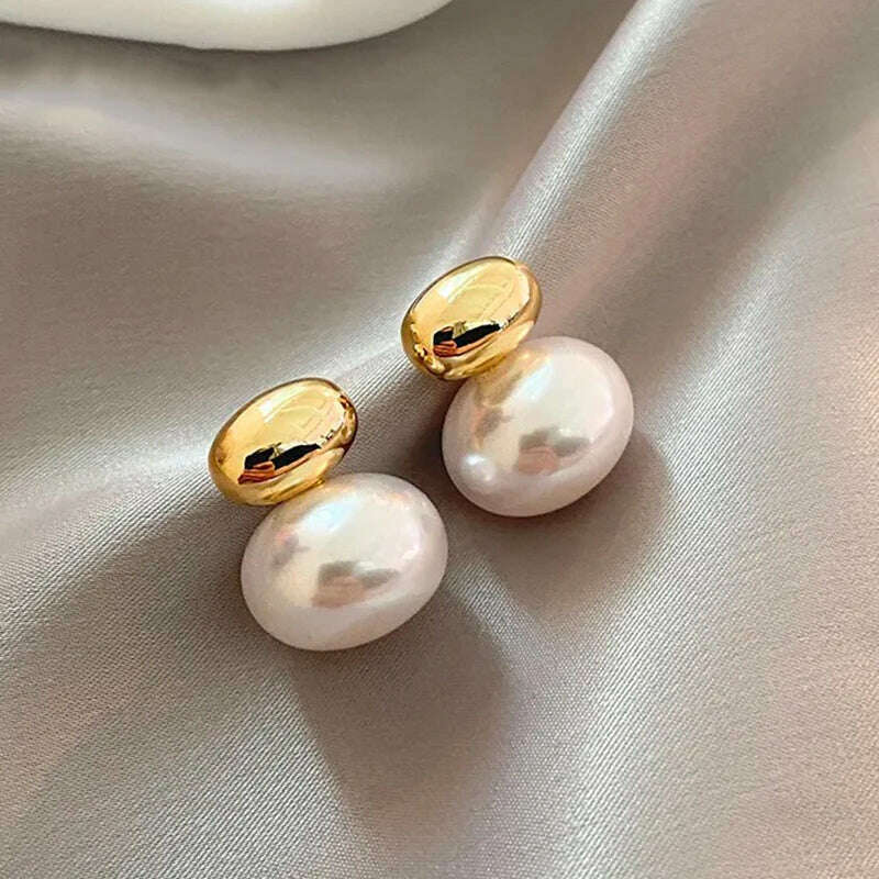 KIMLUD, Retro imitation Baroque Pearl Pendant Earrings for women 2023 New Light luxury Party Jewelry earbuckle Gift, B6181-1, KIMLUD APPAREL - Womens Clothes