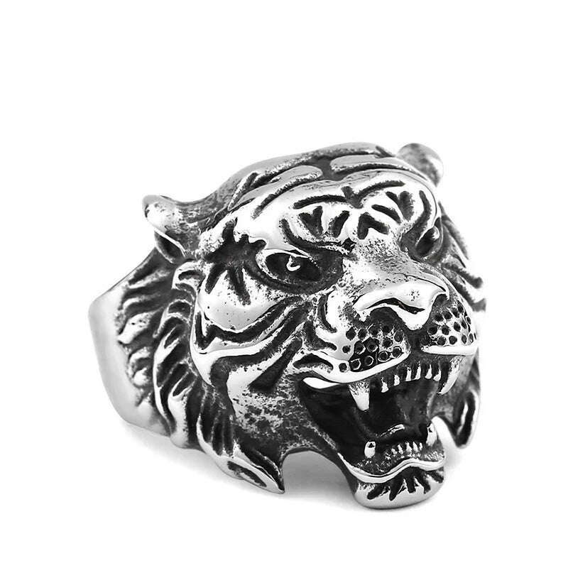 KIMLUD, Retro Lion Domineering Ring Prairie King Men's Alloy Ring Exaggerated Ring Jewelry Gift Adjustable Opening, WN967-2 / resizable, KIMLUD APPAREL - Womens Clothes