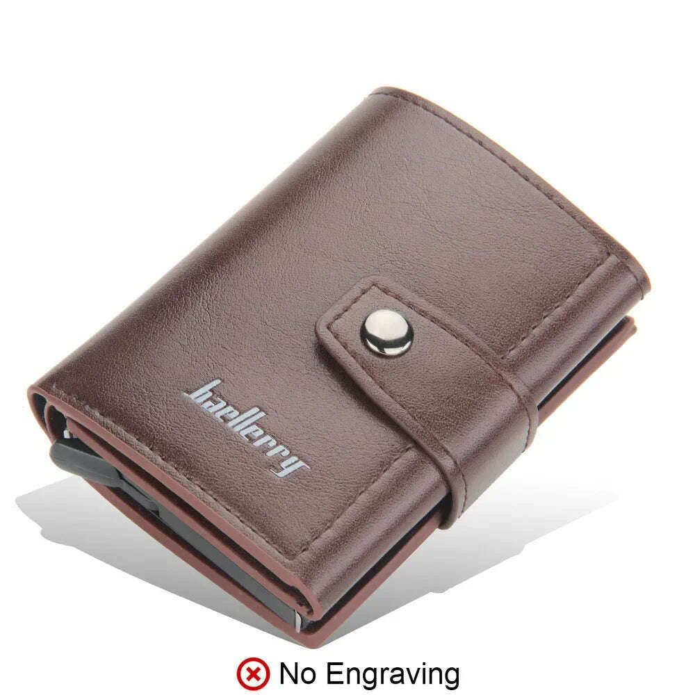 KIMLUD, RFID Blocking Protection Men ID Credit Card Holder Wallet Leather Metal Aluminum Business Bank Card Case CreditCard Cardholder, Coffee (No Name), KIMLUD APPAREL - Womens Clothes