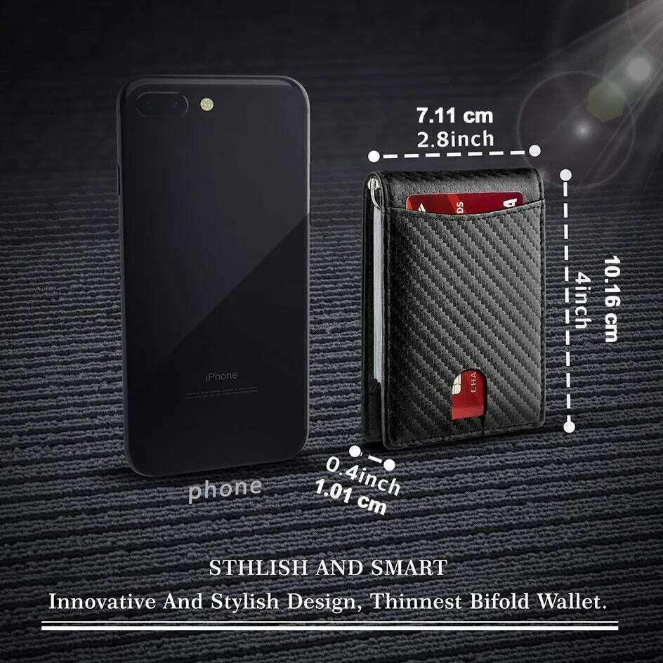 Rfid Carbon Fiber Men Wallets Card Holder Money Bag Slim Thin Mini Wallet Male Small Short Purse Black Walet Billfold Vallet - KIMLUD