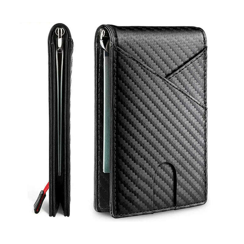 KIMLUD, Rfid Carbon Fiber Men Wallets Card Holder Slim Thin Pocket Man Magsafe Wallets Money Bags Business Black Male Purse Walet 2023, Black, KIMLUD APPAREL - Womens Clothes