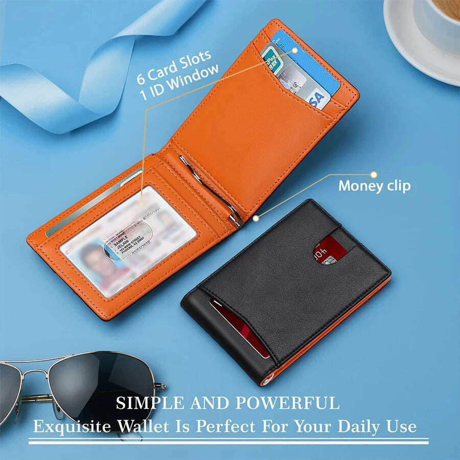 Rfid Credit Card Holder Men Wallets Money Clip Luxury Slim Thin Mini Wallet Male Small Short Purse Minimalist Billfold Vallet - KIMLUD