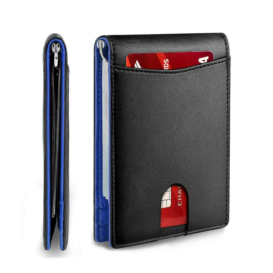 Rfid Credit Card Holder Men Wallets Money Clip Luxury Slim Thin Mini Wallet Male Small Short Purse Minimalist Billfold Vallet - KIMLUD