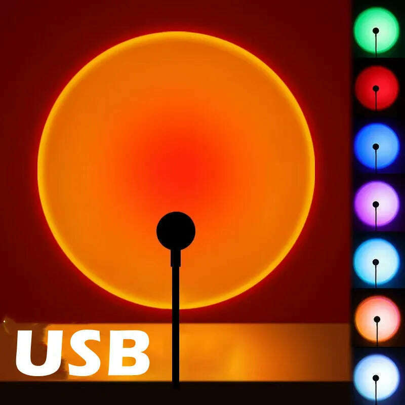 RnnTuu Led USB Sunset Lamp Projector Home Decor Night Light Portable Mood Light For Living Room Wall Photography Neon Lights - KIMLUD