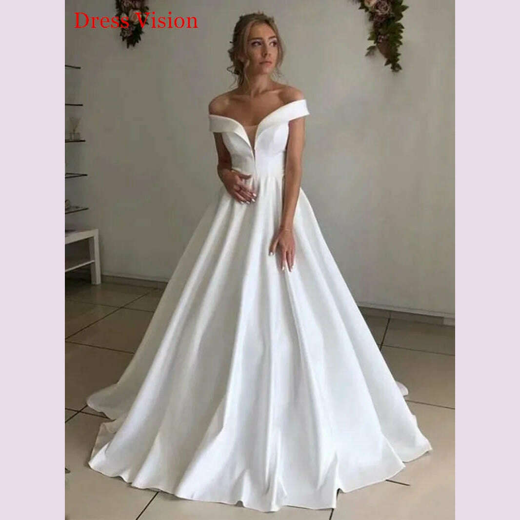 KIMLUD, Robe De Mariee Vestido Boho Wedding Dress Party Satin Longue Simple Bride To Be платье платье принцессы, KIMLUD Womens Clothes