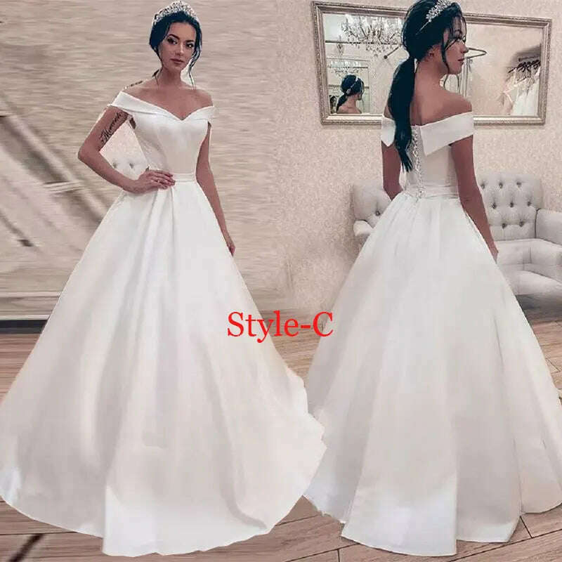 KIMLUD, Robe De Mariee Vestido Boho Wedding Dress Party Satin Longue Simple Bride To Be платье платье принцессы, style -C / 4, KIMLUD APPAREL - Womens Clothes