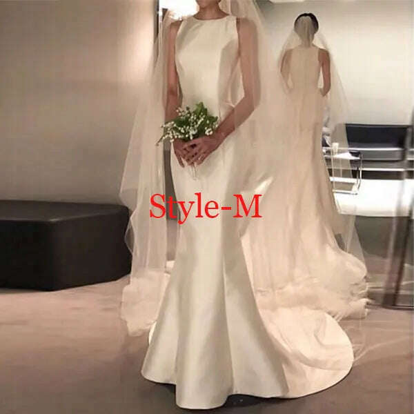 KIMLUD, Robe De Mariee Vestido Boho Wedding Dress Party Satin Longue Simple Bride To Be платье платье принцессы, style -M / 2, KIMLUD APPAREL - Womens Clothes