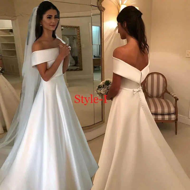 KIMLUD, Robe De Mariee Vestido Boho Wedding Dress Party Satin Longue Simple Bride To Be платье платье принцессы, KIMLUD Womens Clothes