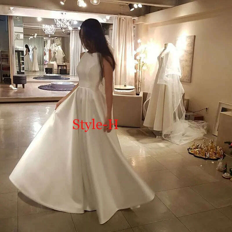 KIMLUD, Robe De Mariee Vestido Boho Wedding Dress Party Satin Longue Simple Bride To Be платье платье принцессы, style -H / 16, KIMLUD APPAREL - Womens Clothes