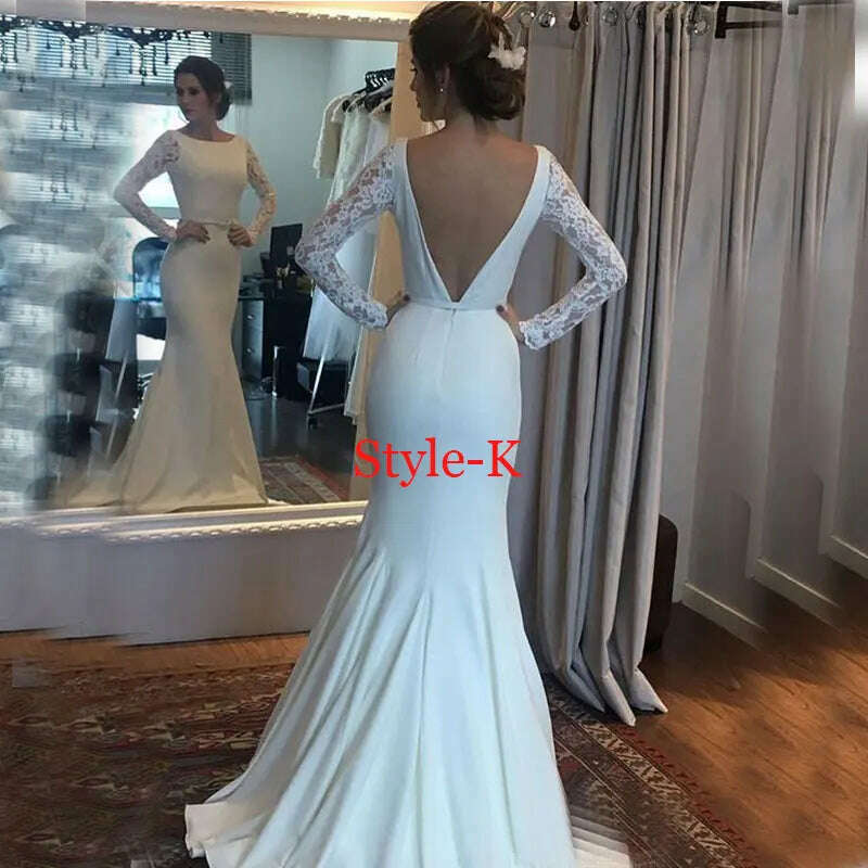 KIMLUD, Robe De Mariee Vestido Boho Wedding Dress Party Satin Longue Simple Bride To Be платье платье принцессы, style -K / 4, KIMLUD APPAREL - Womens Clothes