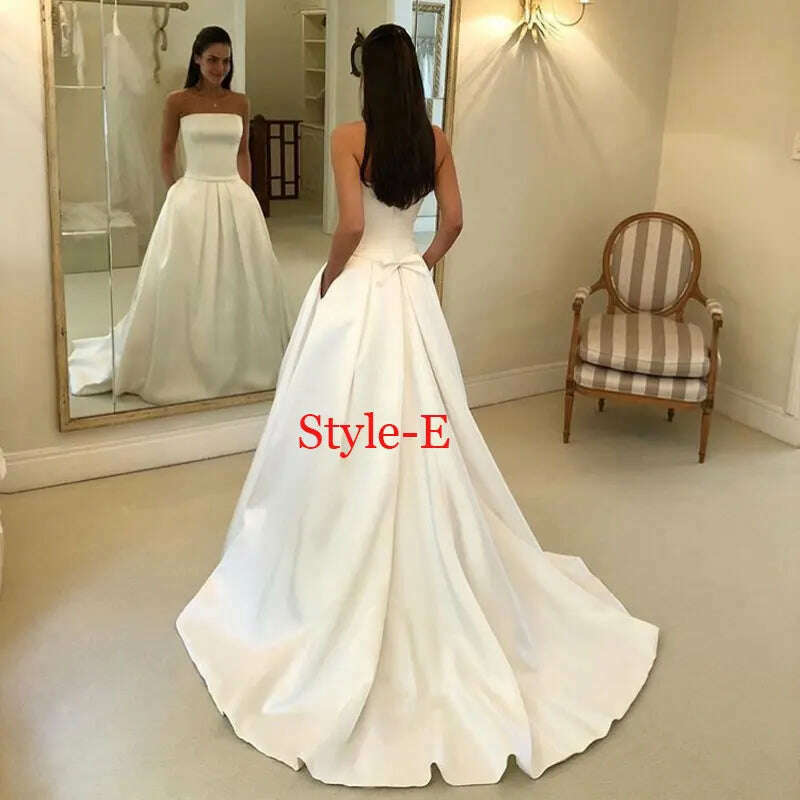 Robe De Mariee Vestido Boho Wedding Dress Party Satin Longue Simple Bride To Be платье платье принцессы - KIMLUD