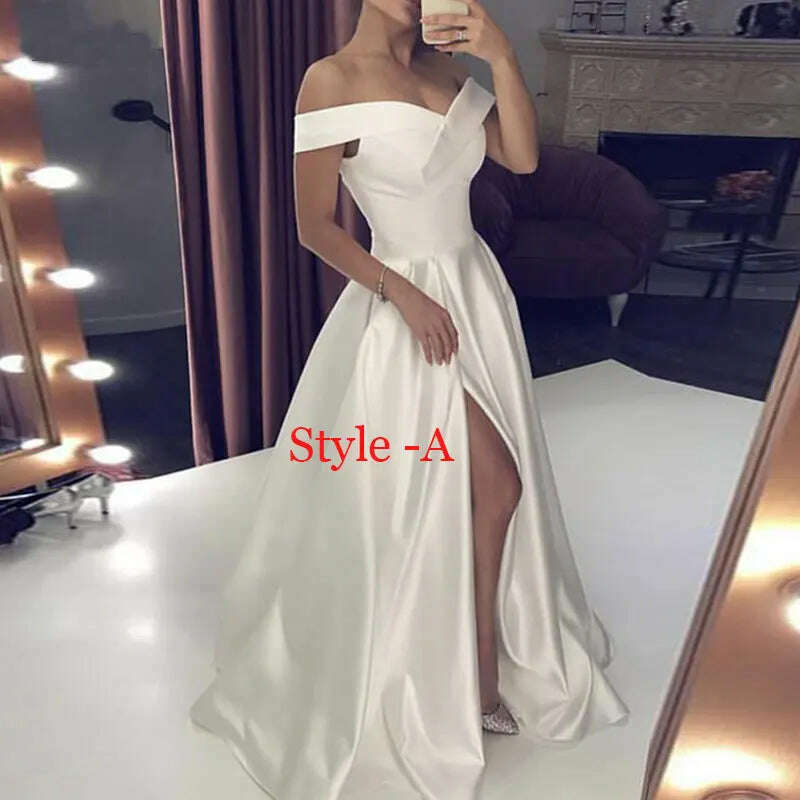 Robe De Mariee Vestido Boho Wedding Dress Party Satin Longue Simple Bride To Be платье платье принцессы - KIMLUD