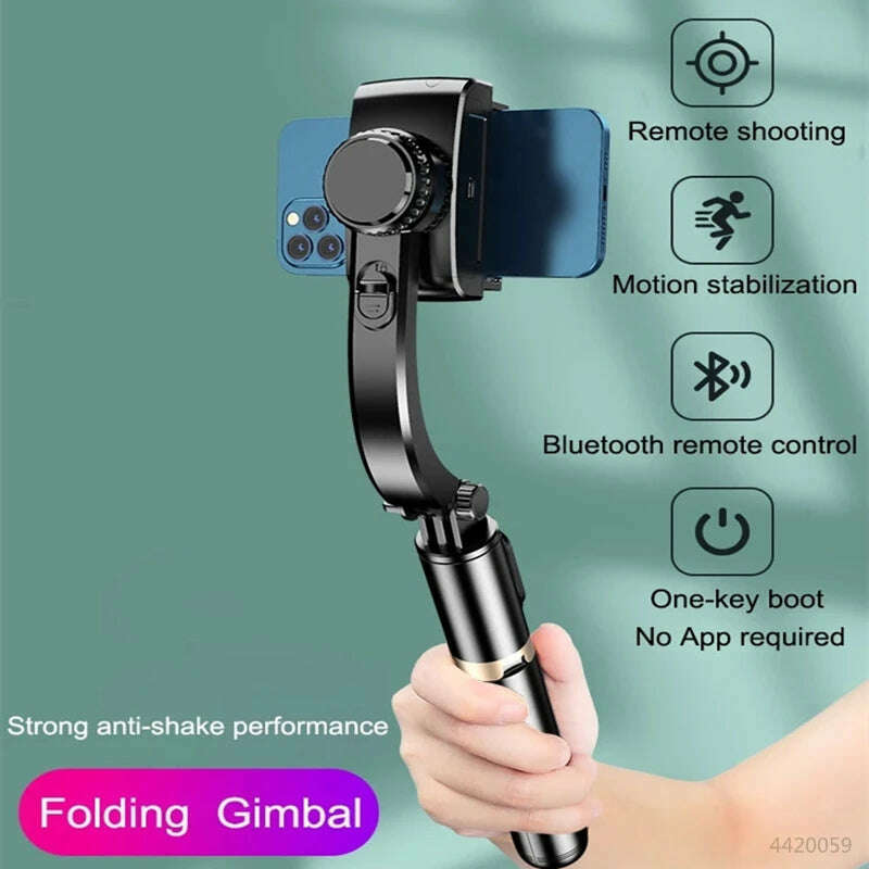 KIMLUD, Roreta 2023 NEW Gimbal Stabilizer Selfie Stick Foldable Wireless Tripod with Bluetooth Shutter Monopod for IOS Android, KIMLUD Womens Clothes