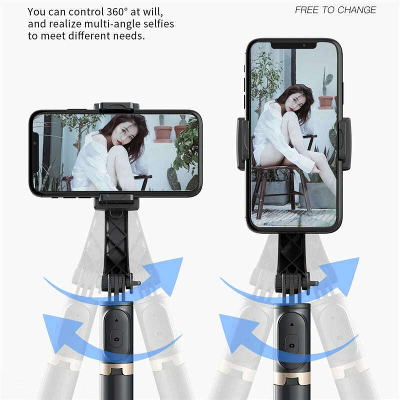 KIMLUD, Roreta 2023 NEW Gimbal Stabilizer Selfie Stick Foldable Wireless Tripod with Bluetooth Shutter Monopod for IOS Android, KIMLUD Womens Clothes