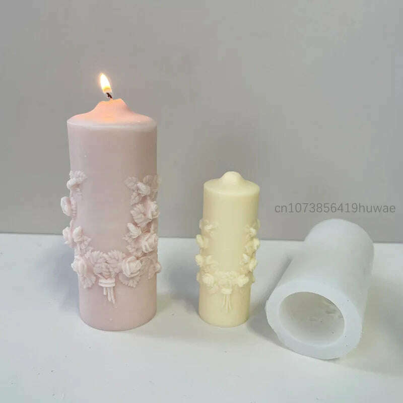 Rose Flower Bouquet Scented Candle Silicone Mold DIY Handmade Handicrafts Candle Making Plaster Soap Mould Home Decoration Tools - KIMLUD