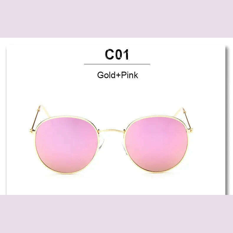 KIMLUD, Rose Gold Round Sunglasses Women Fashion Brand Designer Metal Frame Vintage Mirror Sun Retro Glasses Female UV400, YF23 Gold Pink, KIMLUD APPAREL - Womens Clothes