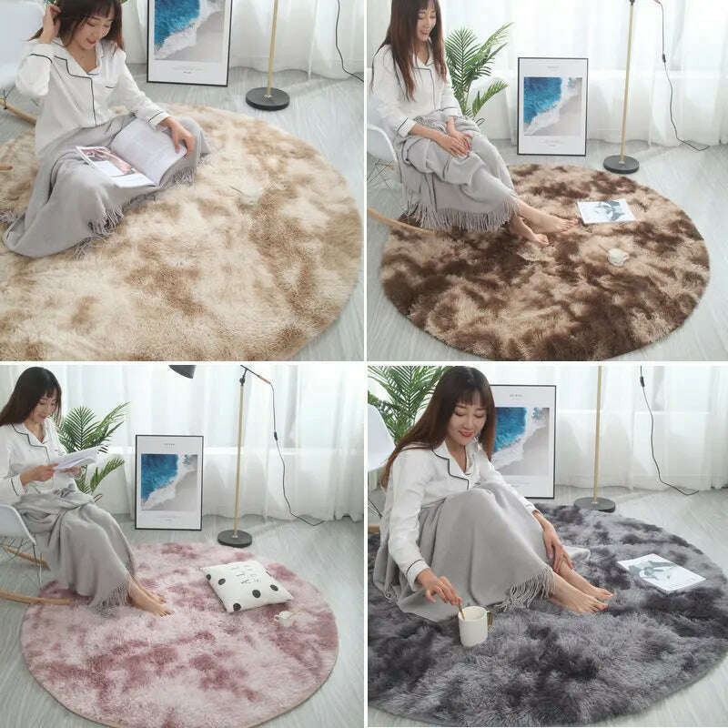 KIMLUD, Round Carpet Hanging Basket Cushion Bedroom Bed Blanket Chair Blanket Thickened Soft Water Wash Long Hair Carpet, KIMLUD Womens Clothes