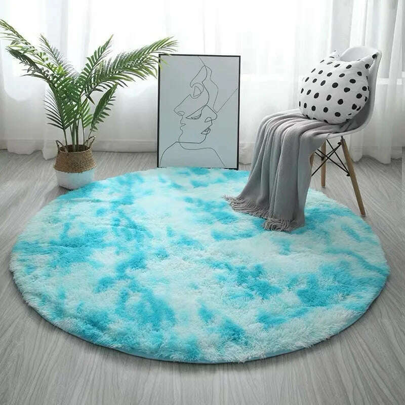 Round Carpet Hanging Basket Cushion Bedroom Bed Blanket Chair Blanket Thickened Soft Water Wash Long Hair Carpet - KIMLUD