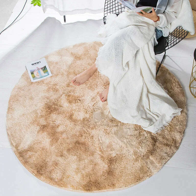 KIMLUD, Round Carpet Hanging Basket Cushion Bedroom Bed Blanket Chair Blanket Thickened Soft Water Wash Long Hair Carpet, KIMLUD Womens Clothes