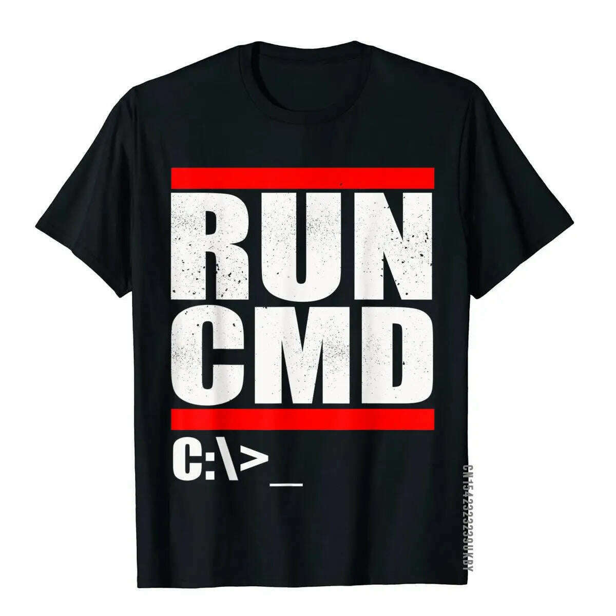 KIMLUD, Run CMD T Shirt Computer Nerd T Shirt Camisa3D Style Tops & Tees New Arrival Cotton Men Top T-Shirts, Black / S, KIMLUD APPAREL - Womens Clothes